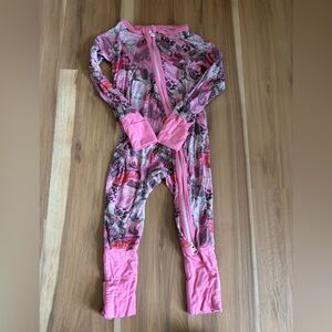 BAMBOO Pink Allover Harley Davidson Print Kids One-Piece Footie